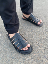Load image into Gallery viewer, 5037 - Black Cow Leather Handmade Sandal
