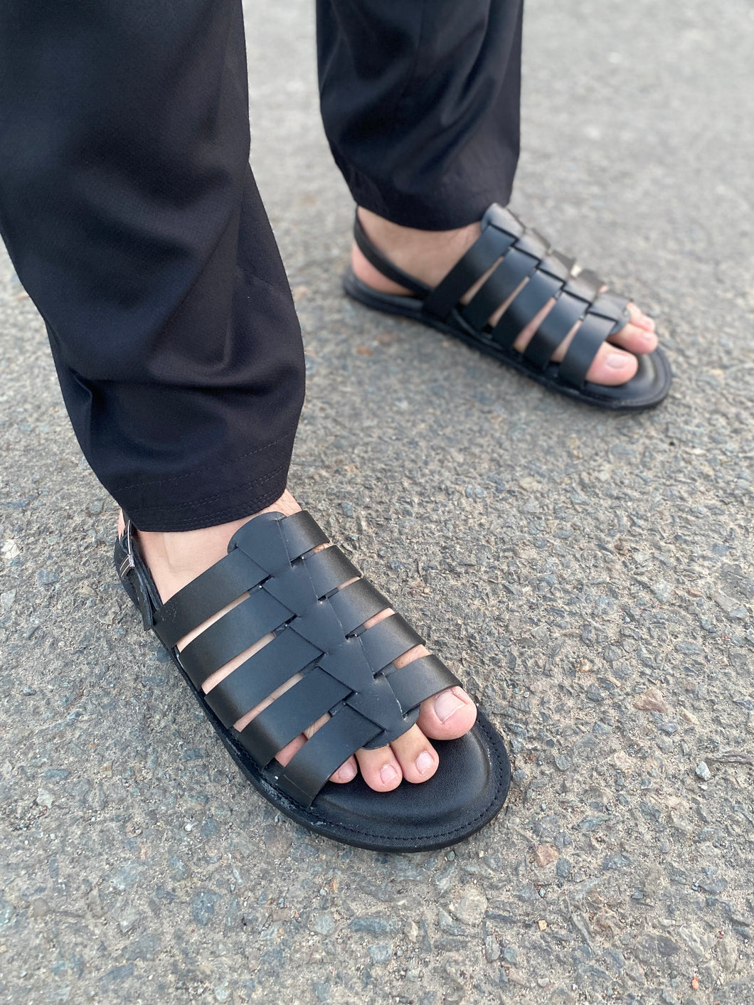 5037 - Black Cow Leather Handmade Sandal