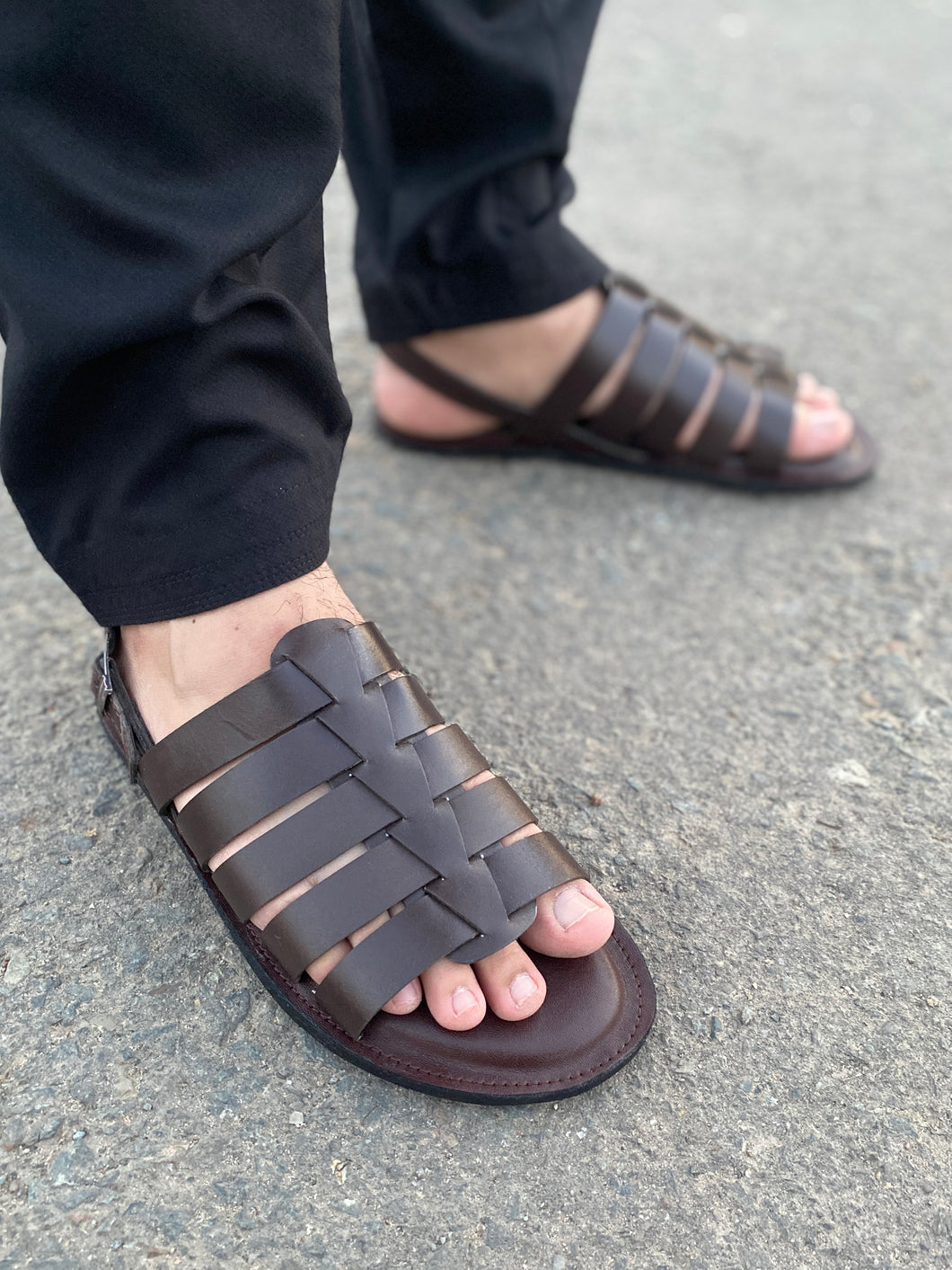 5037 - Brown Cow Leather Handmade Sandal