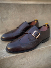 Load image into Gallery viewer, Brown Single Monk Wing Tip Oxfords
