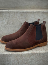 Load image into Gallery viewer, Chocolate Brown Suede Leather Chelsea Boots
