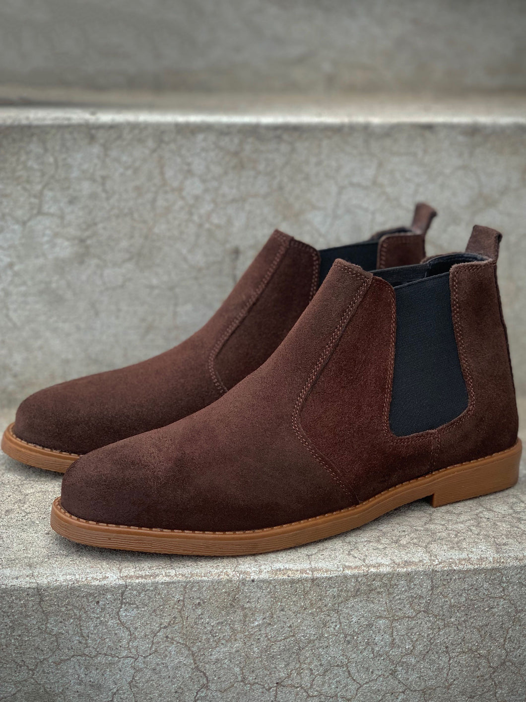 Chocolate Brown Suede Leather Chelsea Boots