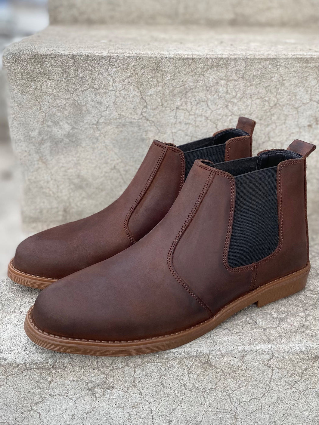 Brown Crazy Horse Leather Chelsea Boots