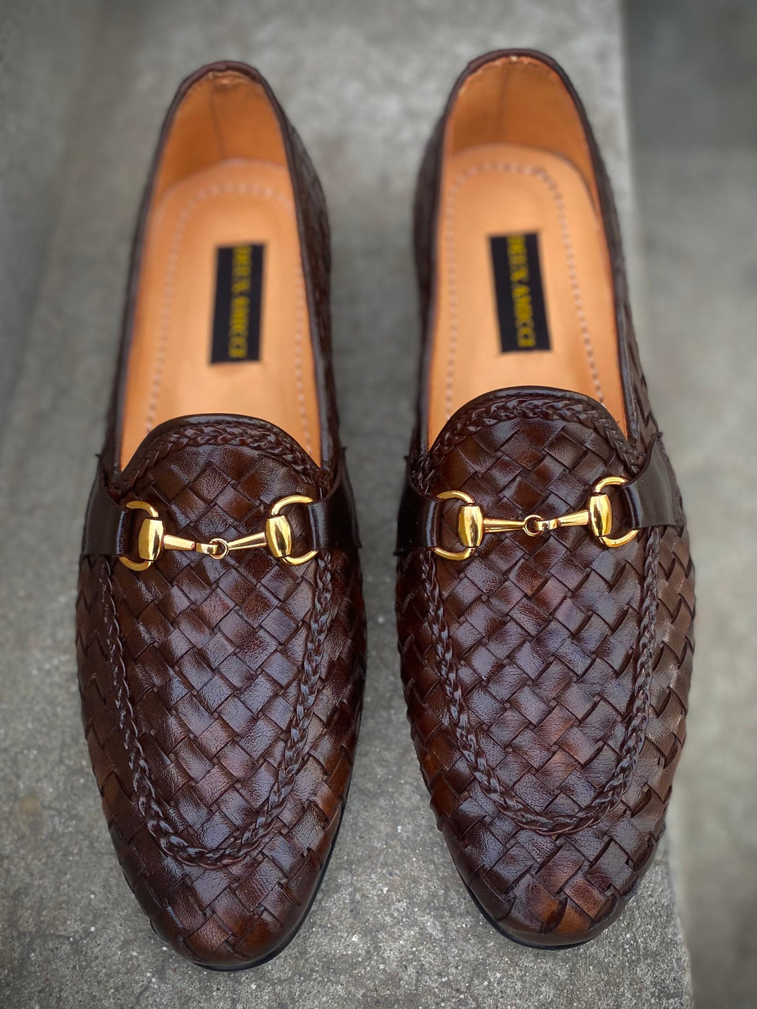 SKU-240 Brown Knitted Leather Loafers