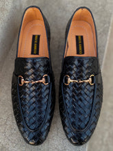 Load image into Gallery viewer, SKU-241 Black Knitted Leather Loafers
