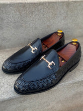 Load image into Gallery viewer, Black Side Knitted Leather Loafers

