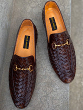 Load image into Gallery viewer, SKU-241 Brown Knitted Leather Loafers
