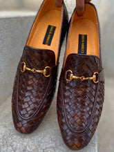 Load image into Gallery viewer, SKU-241 Brown Knitted Leather Loafers
