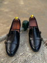 Load image into Gallery viewer, Black Double Monk Leather Loafers

