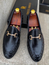 Load image into Gallery viewer, Black Side Knitted Leather Loafers
