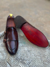 Load image into Gallery viewer, Brown Double Monk Leather Loafers
