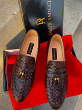 Load image into Gallery viewer, SKU-242 Brown Knitted Tassel Leather Loafers
