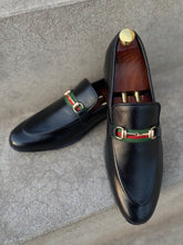 Load image into Gallery viewer, Black Milled Leather Slip On Loafers
