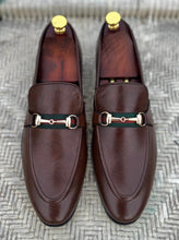 Load image into Gallery viewer, Brown Milled Leather Slip On Loafers
