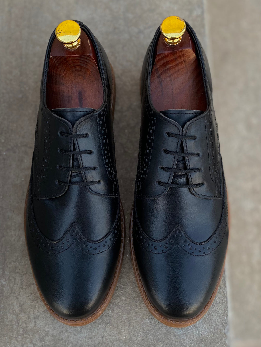 Black Cow Leather Brogue Shoes