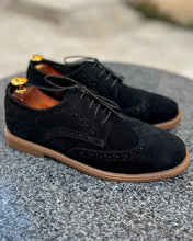 Load image into Gallery viewer, Black Suede Leather Brogue Shoes
