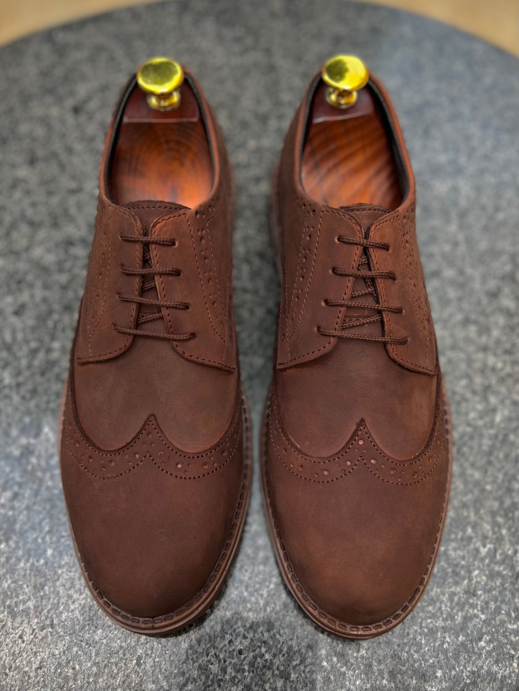 Brown Crazy Horse Leather Brogue Shoes
