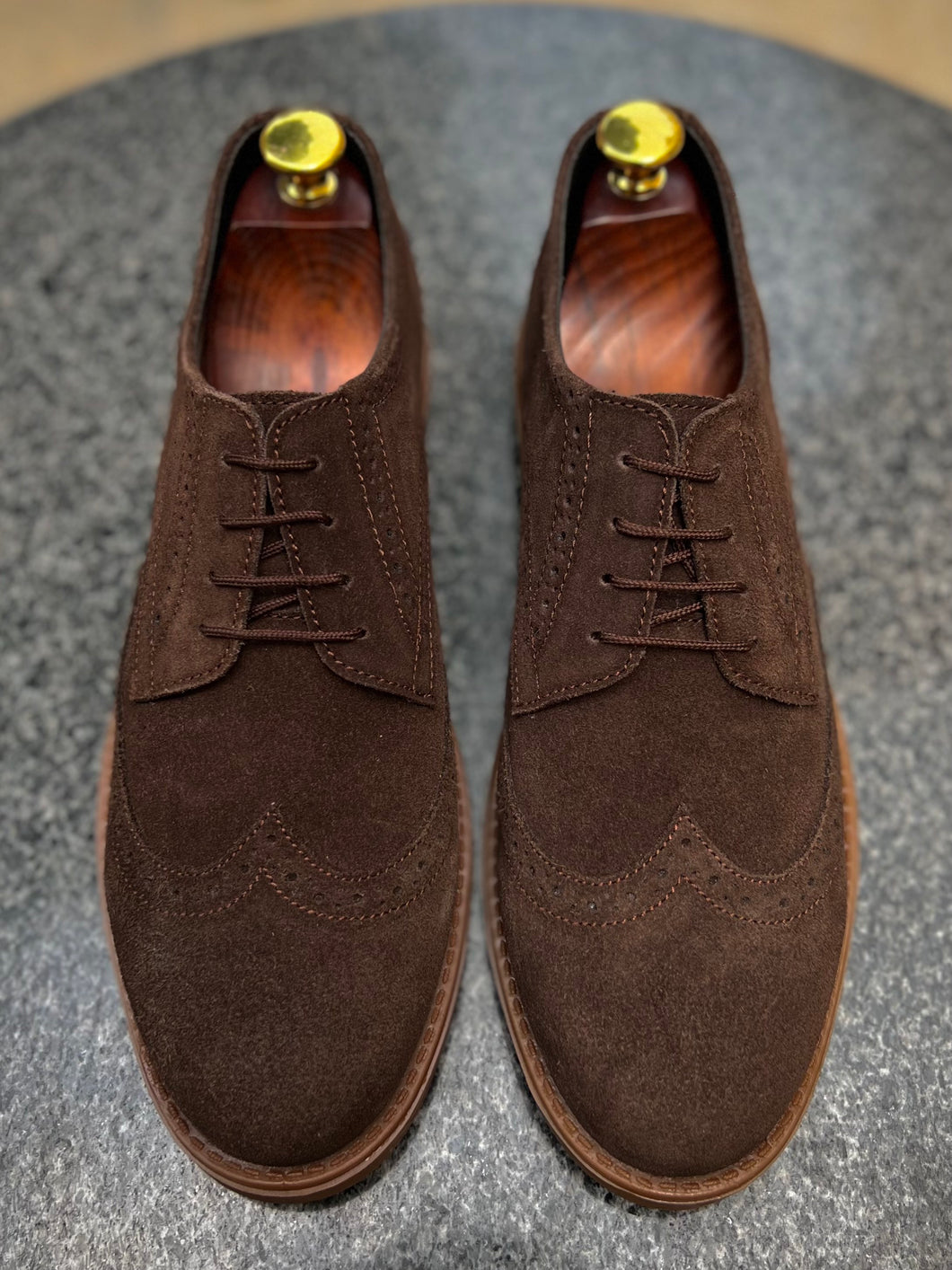 Brown Suede Leather Brogue Shoes