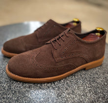 Load image into Gallery viewer, Brown Suede Leather Brogue Shoes
