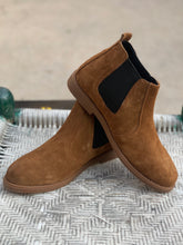 Load image into Gallery viewer, Camel Suede Leather Chelsea Boots
